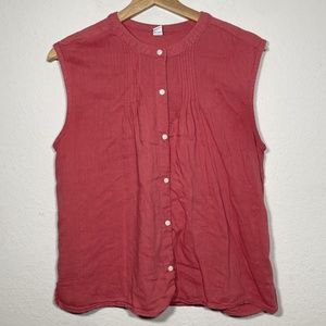 Old Navy Sleeveless Shirred Gooseberry Red Blouse Women Spring Top Size Medium